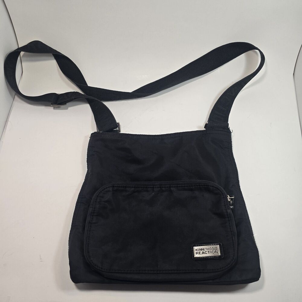 Kenneth Cole Reaction Gray Metallic Nylon Tote Crossbody Shoulder Purse